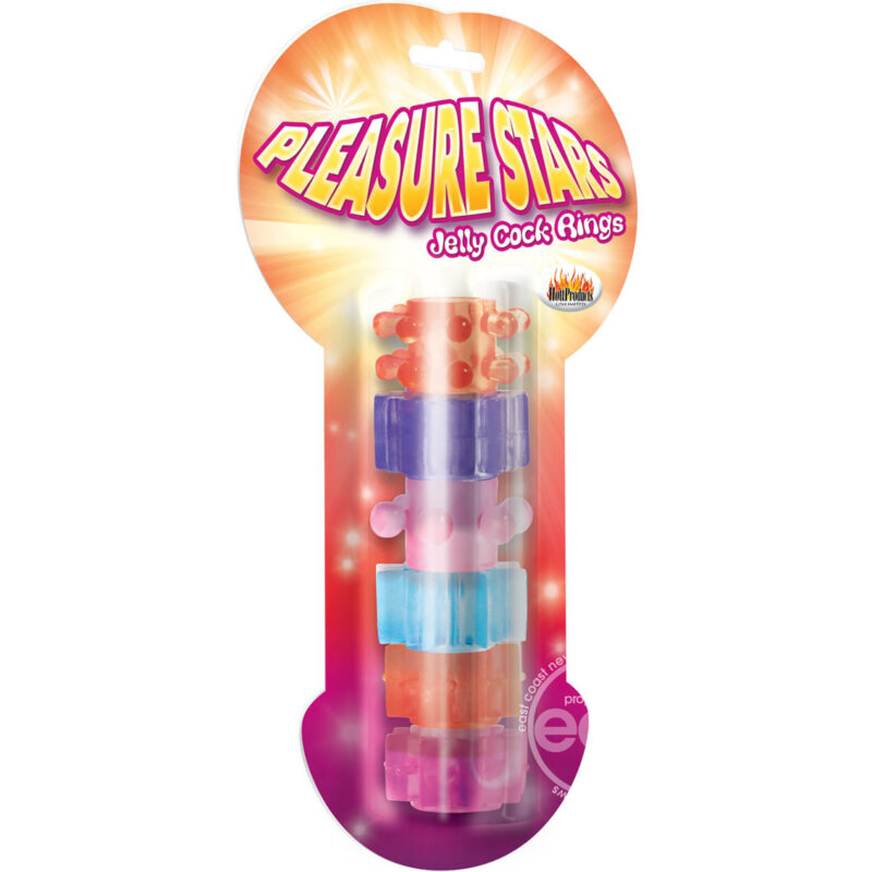 Pleasure Stars Jelly Cock Rings 6 Pack Assorted Colors