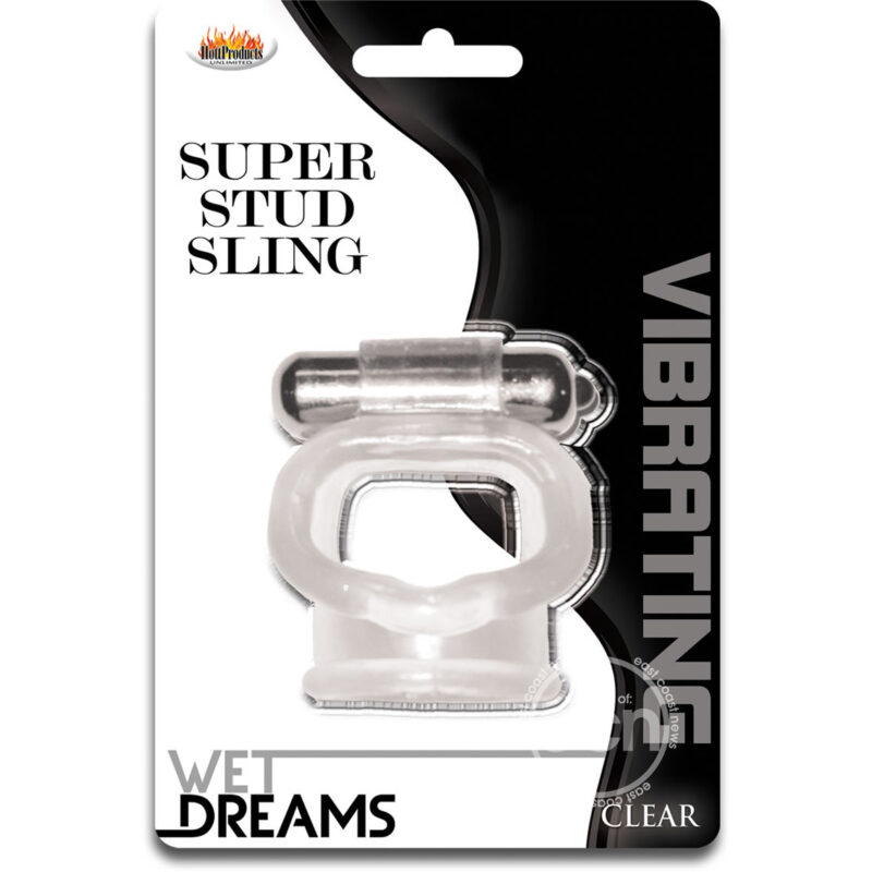 Wet Dreams Vibrating Super Stud Sling Silicone Cockring Waterproof Clear