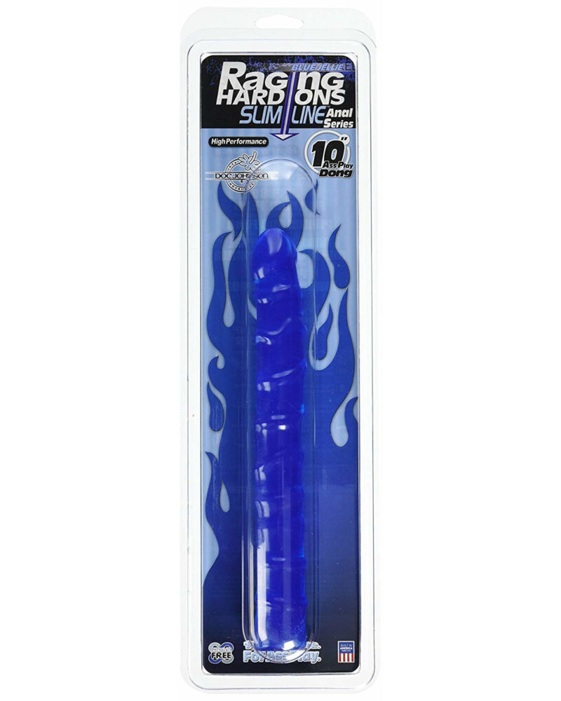 Doc Johnson Raging Hard Ons Slim Line Dong, 10", Blue
