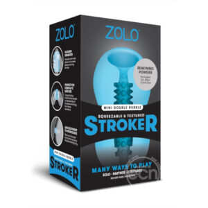 Zolo Squeezable & Textured Mini Double Bubble Male Masturbator Non Vibrating Blue