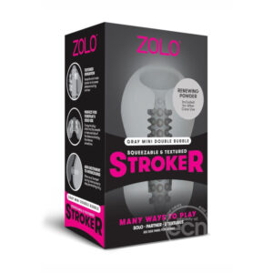 Zolo Squeezable & Textured Mini Double Bubble Male Masturbator Non Vibrating Grey