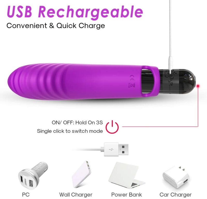 Bullet Vibrator with Finger Silicone Sleeve, Rechargeable Purple - Image 3