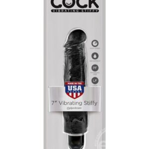 King Cock Vibrating Stiffy Dildo 7in - Black