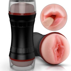 Male Masturbator Cup, 2 in 1 Pocket Pussy with 3D Realistic Textured Vagina, Oral Sex Toy Lifelike Touch and Feeling, Male Masturbation Vagina Cup Adult Sex Toy for Man