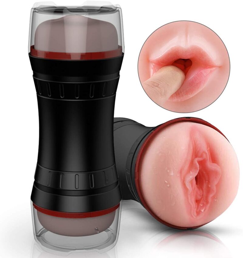 Male Masturbator Cup, 2 in 1 Pocket Pussy with 3D Realistic Textured Vagina, Oral Sex Toy Lifelike Touch and Feeling, Male Masturbation Vagina Cup Adult Sex Toy for Man