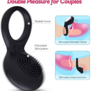 VAKOM Tyler Vibrating Cock Ring Double Pleasure for Couples - Penis Ring Male Erection Enhancer & Female Clit Stimulation Vibrators - Waterproof Sex Toys for Beginner Lovers