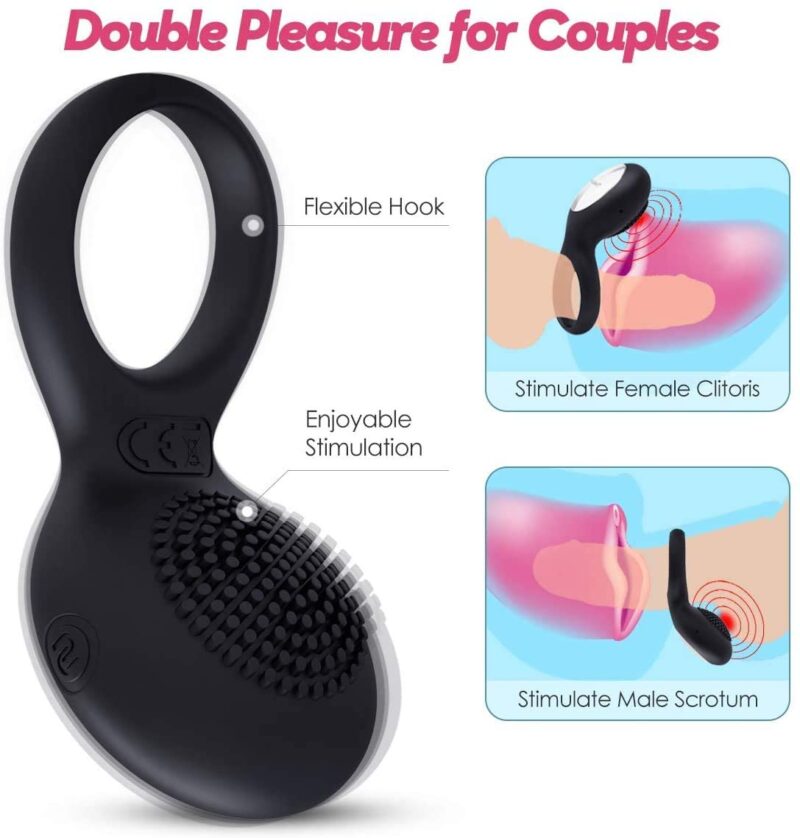 VAKOM Tyler Vibrating Cock Ring Double Pleasure for Couples - Penis Ring Male Erection Enhancer & Female Clit Stimulation Vibrators - Waterproof Sex Toys for Beginner Lovers