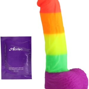 8.14 Inch Realistic Rainbow Dildo with Strong Suction Cap Base
