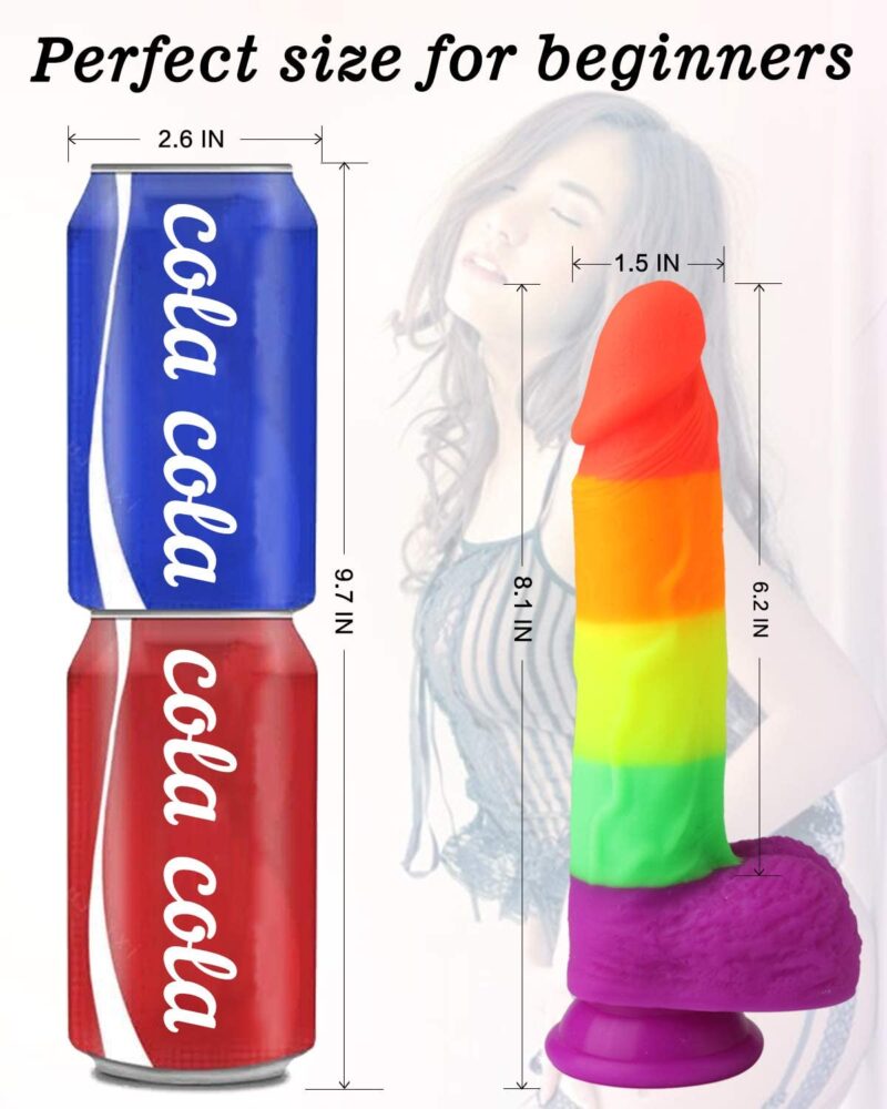 8.14 Inch Realistic Rainbow Dildo with Strong Suction Cap Base - Image 3