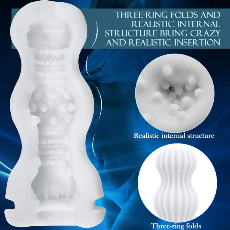 Male Masturbator Cup with Vacuum Suction, 3D Pocket Pussy Stroker with Textures - Image 4