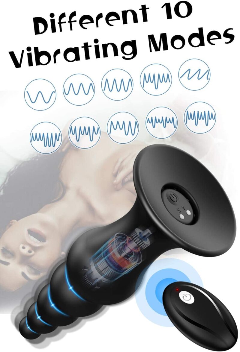 Waggle-Motion Prostate Massager Anal Vibrator Dual Motors Vibrating Wireless Remote Finger Buckle 10 Vibration Modes Adult Male Anal Entertainment G-spot Vibrator Sex Toy Unisex (Black) - Image 2