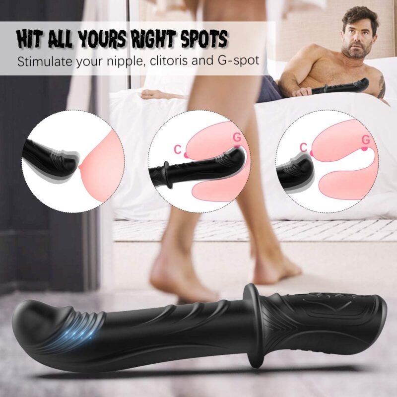 Dildo G spot Clitoral Vibrator - Big Dildo with Handle 10.8 Inch 10 Vibration Modes, Silicone Vibrating Dildo Sex Toy for Adults Women, Large Dildo for Vaginal Anal Play -The Manhandler - Image 3
