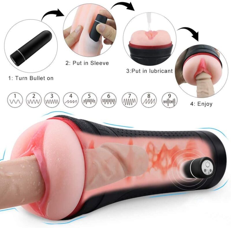 Male Masturbator Cup with Vibrator Detachable Pocket Pussy Sex Toys for Male, Realistic Textured Vagina Stroker Rechargeable with 10 Vibration Modes Innovative Squeezable for Man Masturbation - Image 2