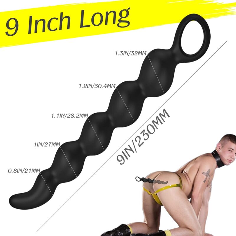 Anal Beads Anal Butt Plug - 9 inch Large Flexible Silicone Anal Sex Toy for for Men Women and Couples, Waterproof Prostate Massager Sex Toys for Beginners Advanced Users - Image 2