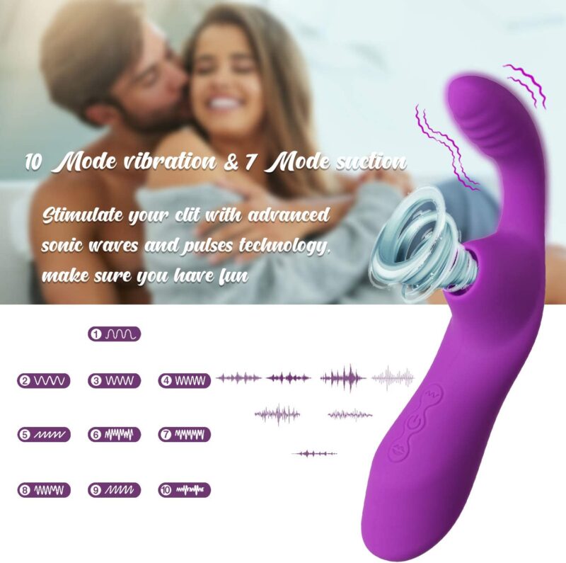 Clitoral Sucking Vibrator G Spot Dildo Rabbit Clitoris Vibrator Adult Sex Toy with 10 Mode Vibration & 7 Mode Suction for Dual Stimulation - Image 5