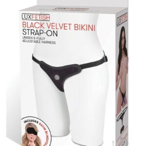 LuxFetish Black Velvet Bikini Strap-On Harness