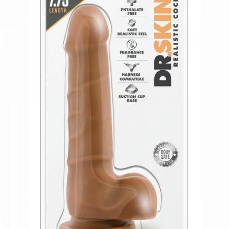 Dr. Skin Realistic Cock 7.75" Dildo with Balls - Caramel