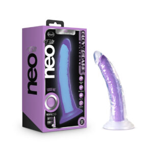 Neo Elite - Glow in the Dark - Light - 7 inch Silicone Dual Density Dildo - Neon Purple