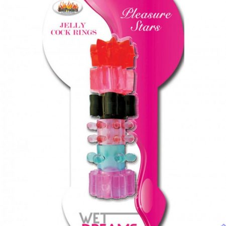Hott Products Wet Dreams Jelly Stars Cock Rings - 6ct (Color)