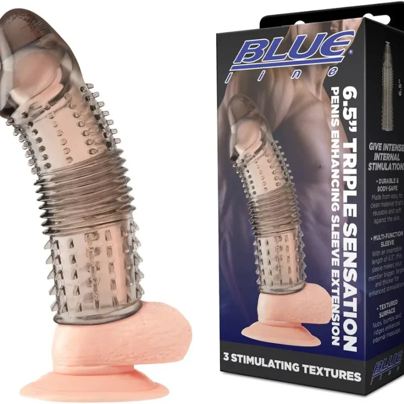 6.5" Triple Sensation Penis Enhancing Sleeve Extension by Blue Line